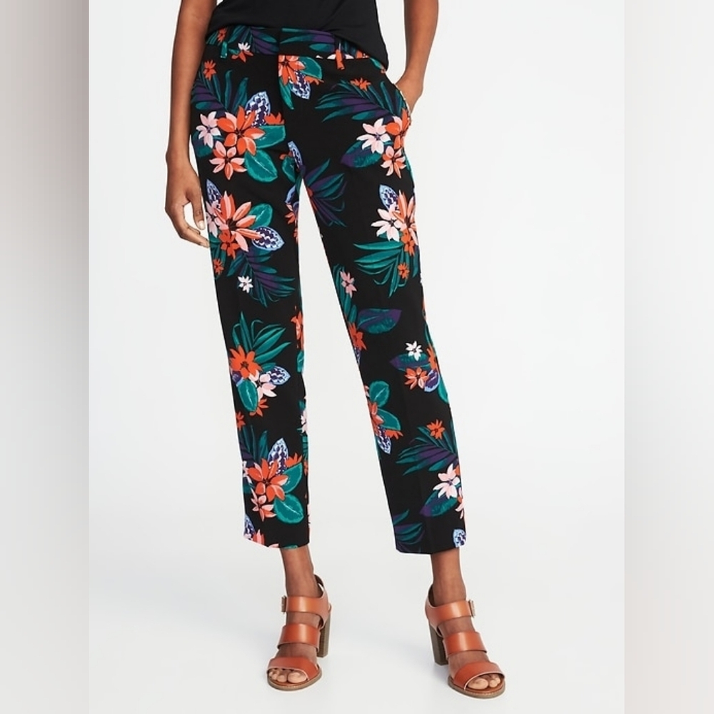 Old Navy Harper Mid-Rise Floral Ankle Pants Sz 22 Short Wrinkle Free NWT